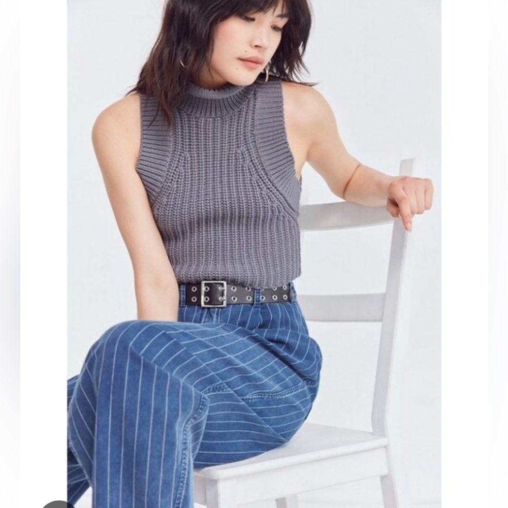 Silence + Noise Chainette Cropped Turtleneck Tank